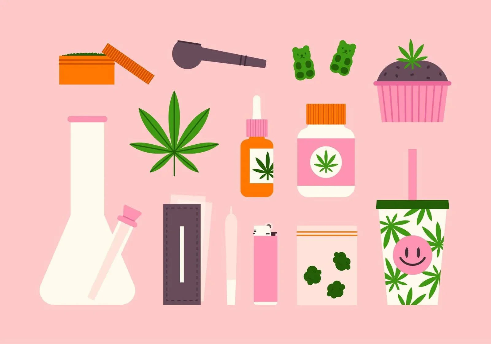 illustration of cannabis products by consumption method