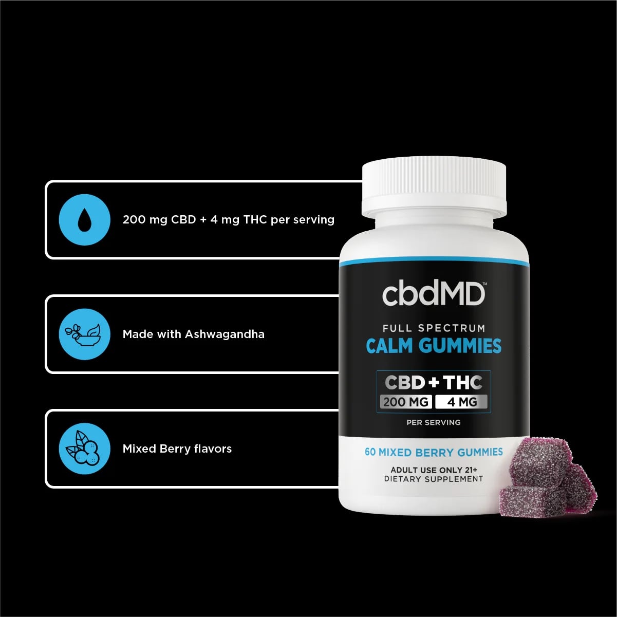 Calming Gummies with Full Spectrum CBD + THC | cbdMD