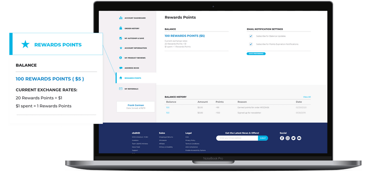 Rewards & Referrals: Loyalty Program for Customers | cbdMD